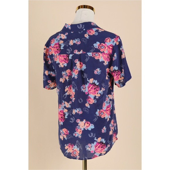 Sz M ModCloth Call It A Classic Silk Camp Collar Western Cowgirl Shirt GUC - Picture 4 of 6